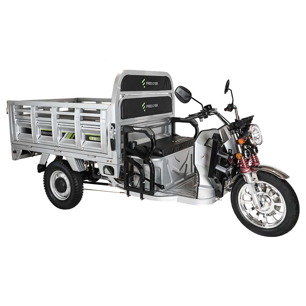 Freejoyer FW5 Electric Cargo Tricycle, 3000W Motor, 72V 58Ah Battery, 45km/h Max Speed, 86km Range, Front Disc Brake & Rear Drum Brake, Front & Rear Shock Absorption - Silver