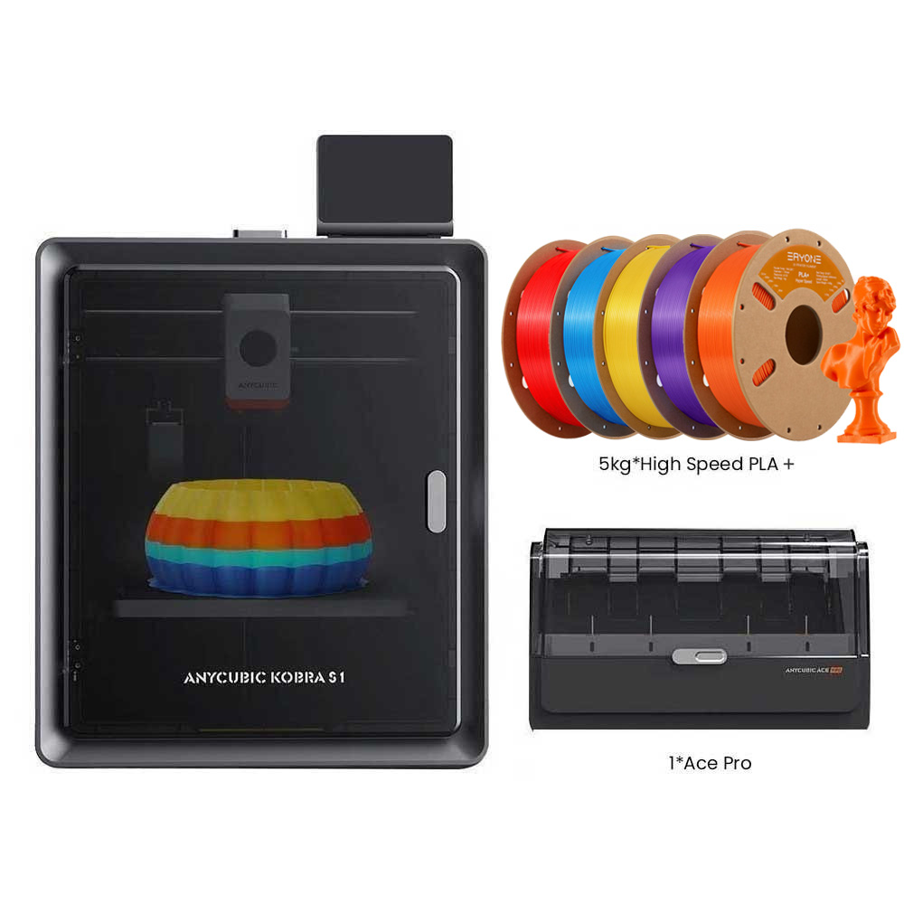 

Anycubic Kobra S1 Combo + 5kg Eryone High Speed PLA+ Filament - 1kg Purple + 1kg Red + 1kg Yellow + 1kg Orange + 1kg Azure