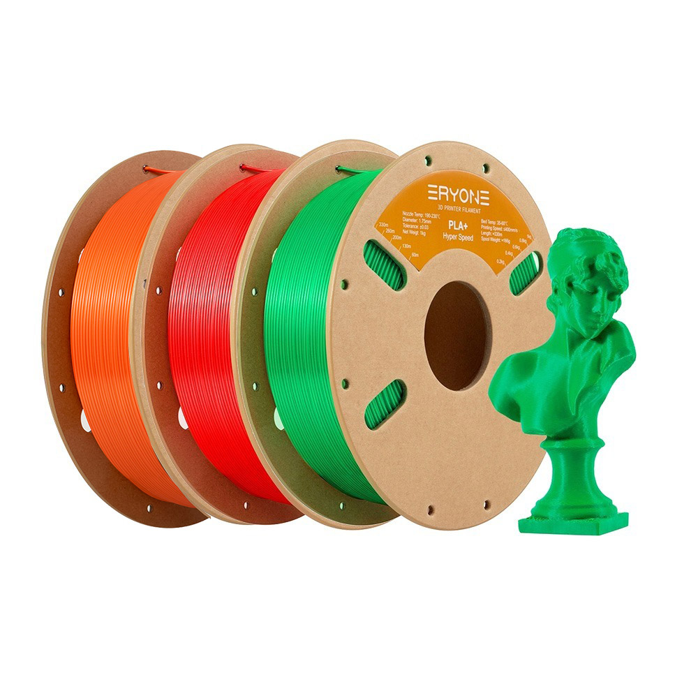 

3kg ERYONE High Speed PLA+ Filament (1kg Red+ 1kg Green+ 1kg Orange), Mix color