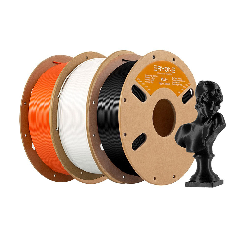 

3kg ERYONE High Speed PLA+ Filament (1kg Black+ 1kg Ivory White+ 1kg Orange), Mix color