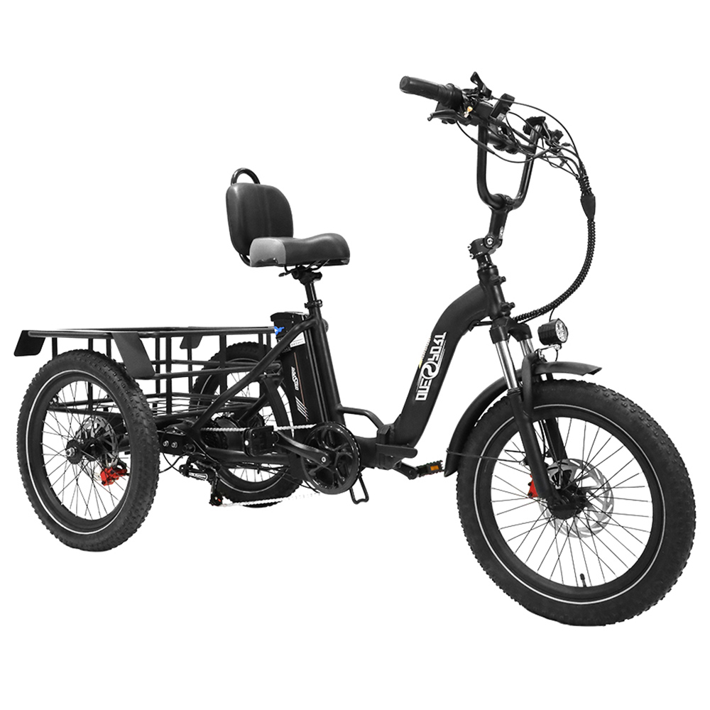 ONESPORT OT30 Electric Cargo Tricycle, 500W Motor, 48V 13Ah Battery, 20*3.0 inch Tire, 25km/h Max Speed, 80km Range, Hydraulic Disc Brakes, Shock Absorbing Fork, 180kg Max Load - Black