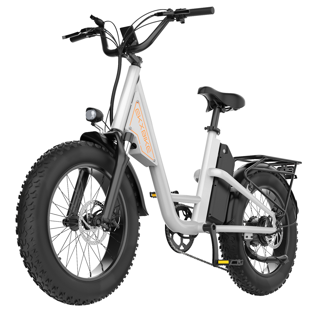 

EKXBIKE L1 Electric Bike, 1000W Motor, 48V 15.6Ah Battery, 20*4 inch Fat Tire, 55km/h Max Speed, 80km Range, Disc Brake, Front & Rear Suspension, Shimano 7-speed, LCD Display, White