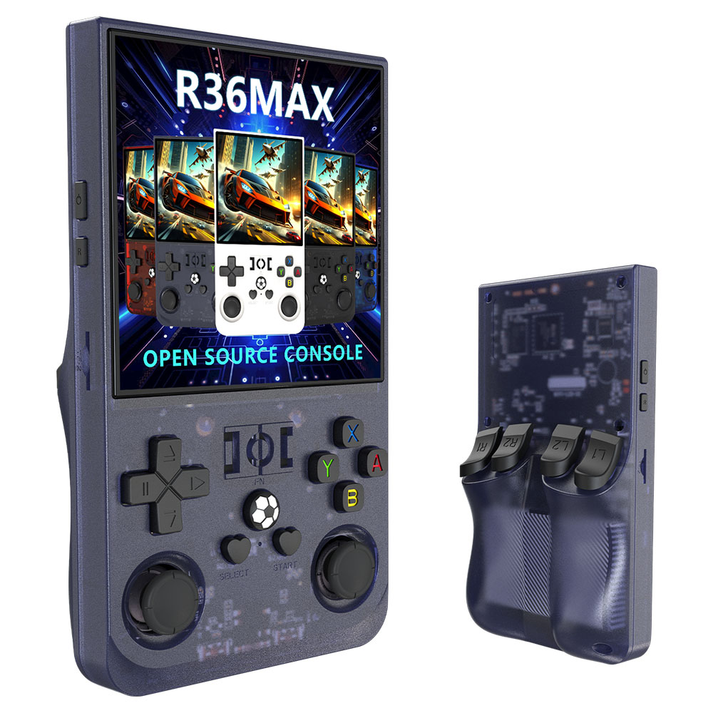 R36 Max Handheld Game Console, 128GB TF Card with 30000+ Games, 4.0 inch IPS Screen, Open Source Linux, 30+ Emulator, 6 Hours Playtime - Grey