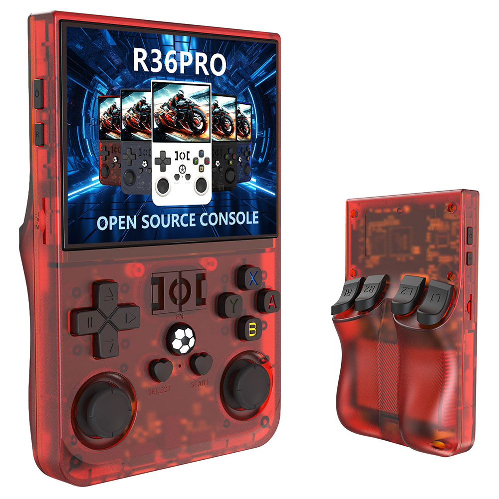 

R36 Pro Handheld Game Console, 128GB TF Card with 30000+ Games, Open Source Linux, 3.5 inch IPS Screen, 30+ Emulators, 6 Hours Battery Life - Red