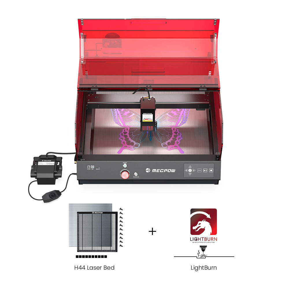 Mecpow X4 Pro 22W FDA Class 1 Laser + H44 Laser Bed + 1 Year LightBurn