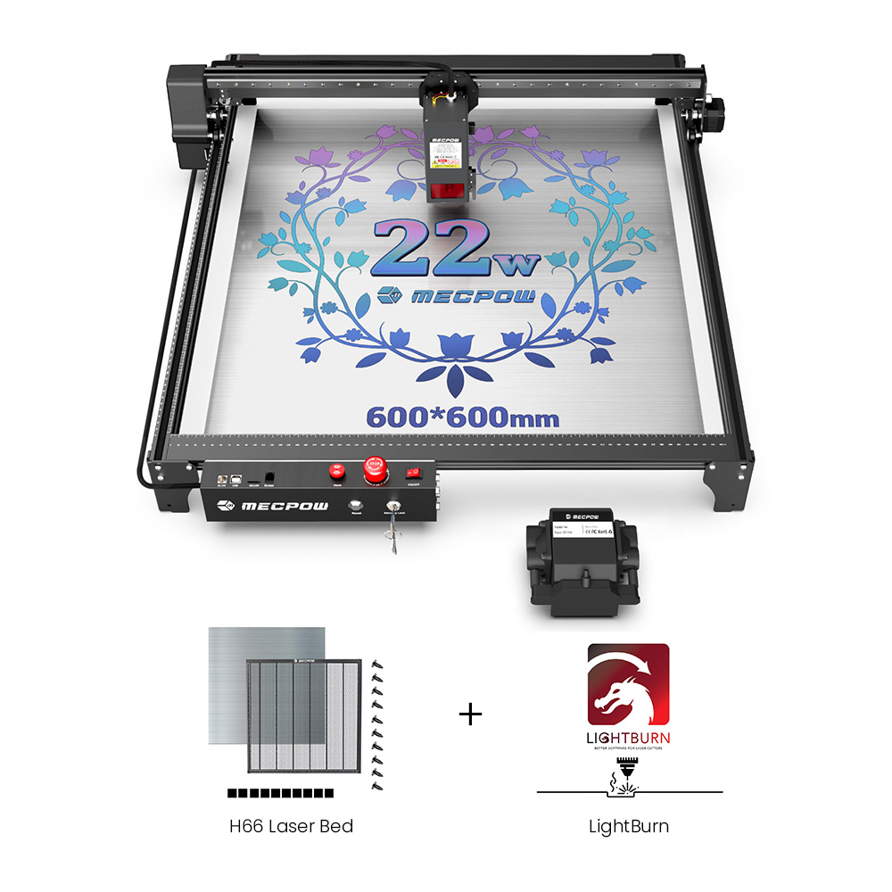 Mecpow X5 22W Laser + H66 Laser Bed + 1 Year LightBurn