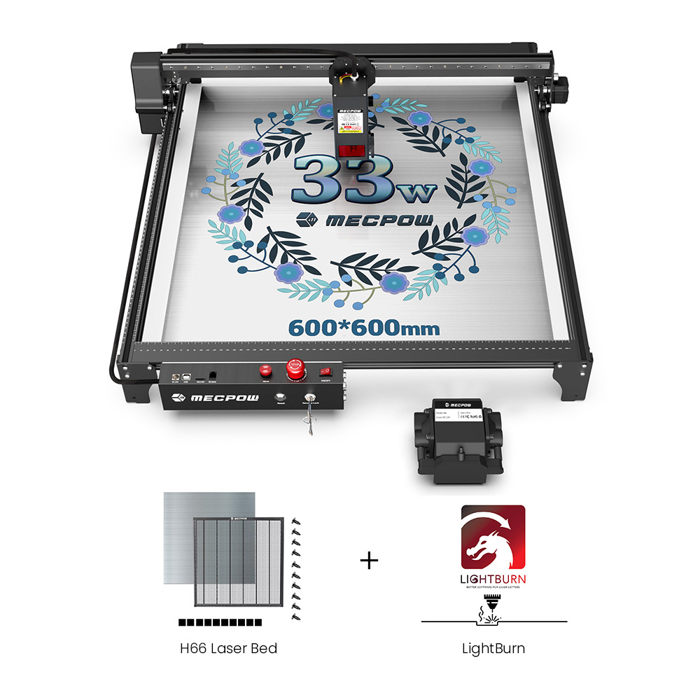 Mecpow X5 Pro 33W Laser + H66 Laser Bed + 1 Year LightBurn