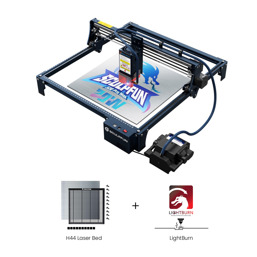 SCULPFUN S30 Pro Max 20W Laser Engraver + H44 Laser Bed + 1 Year LightBurn