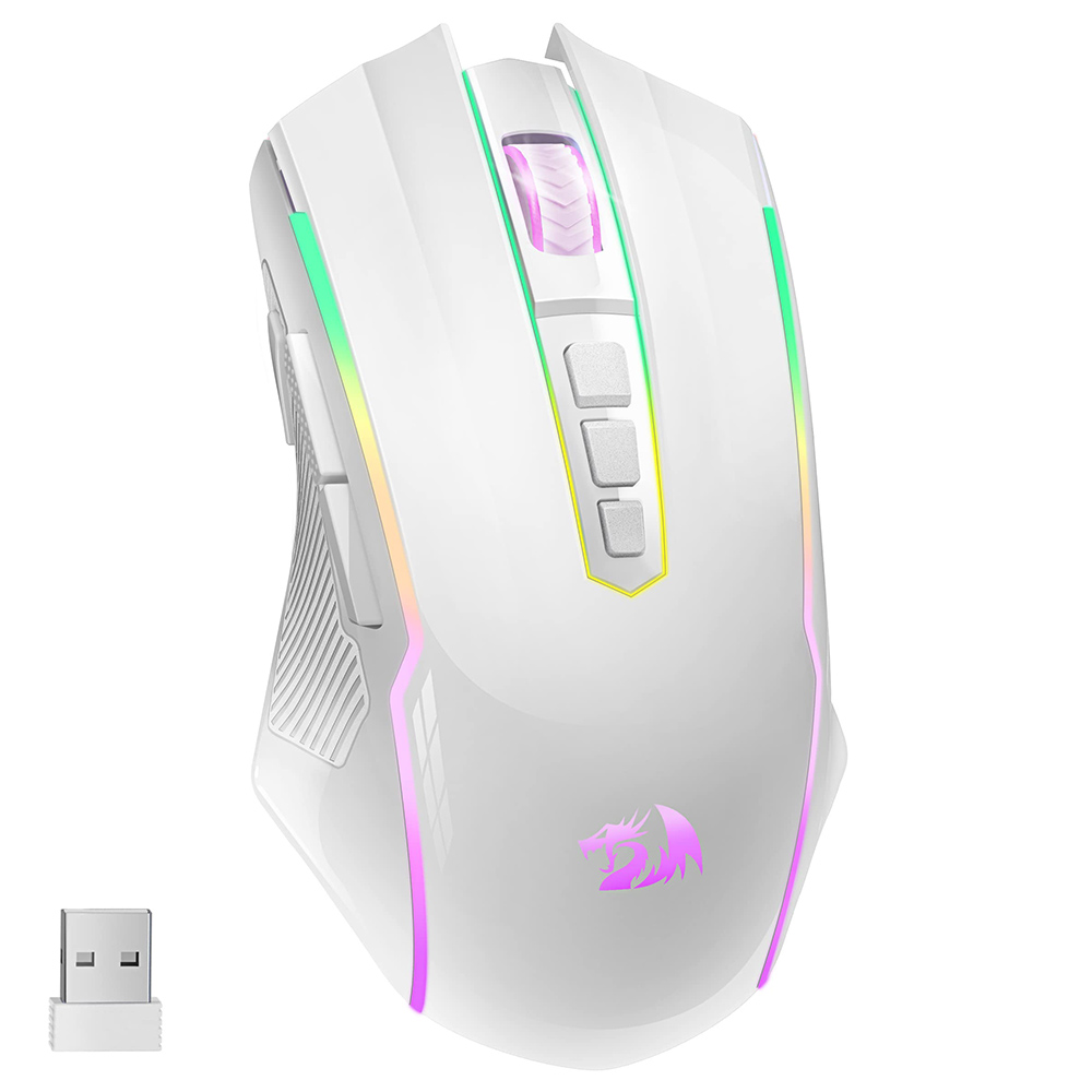 

Redragon M910-WS RANGER LITE RGB 2.4G Wireless/Wired Double Modes Gaming Mouse 8000 DPI with Rapid Fire Buttons -White