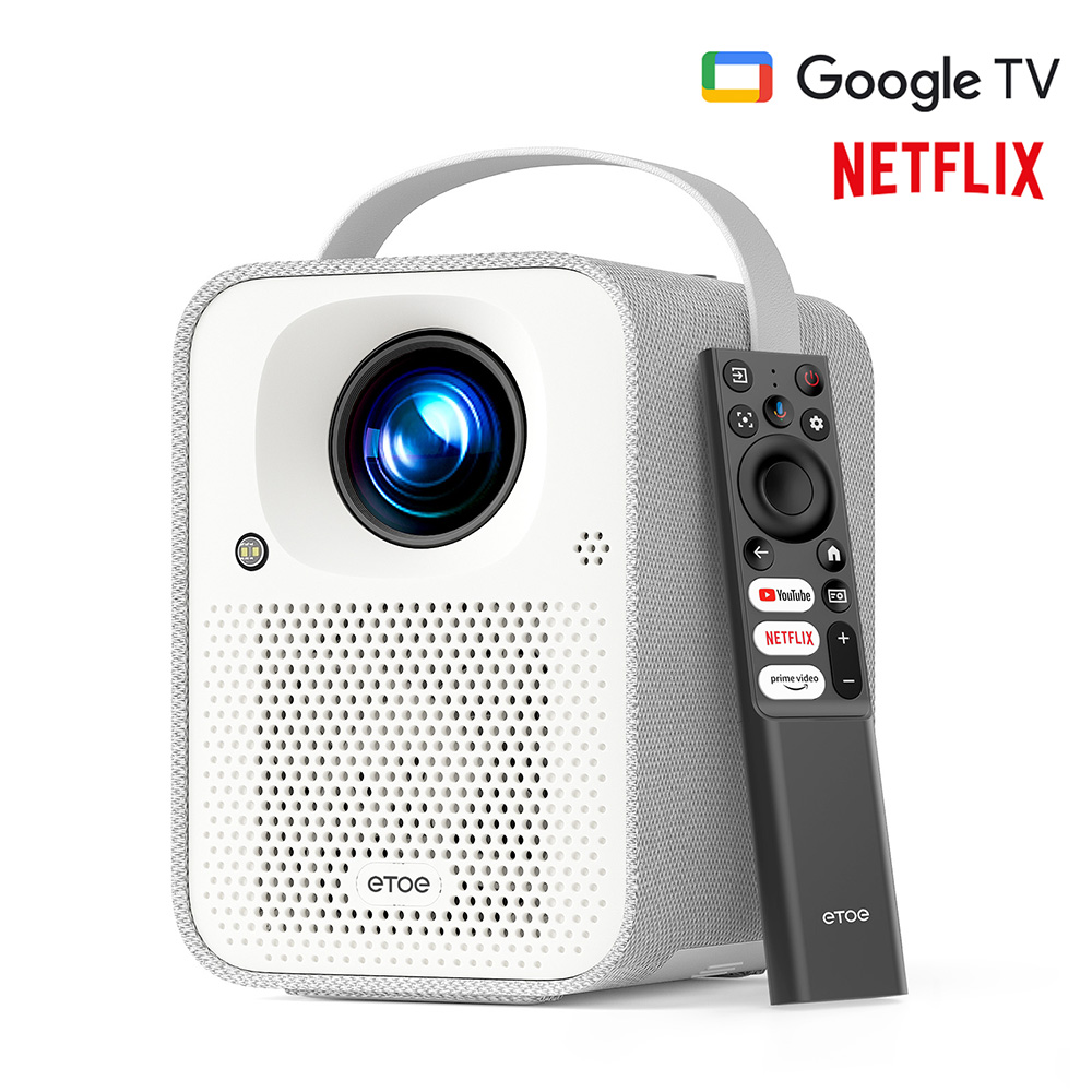 ETOE Seal Projector, 400 ANSI Lumens, Google TV, Native 1080P, Auto Focus & Auto Keystone Correction, Google Assistant