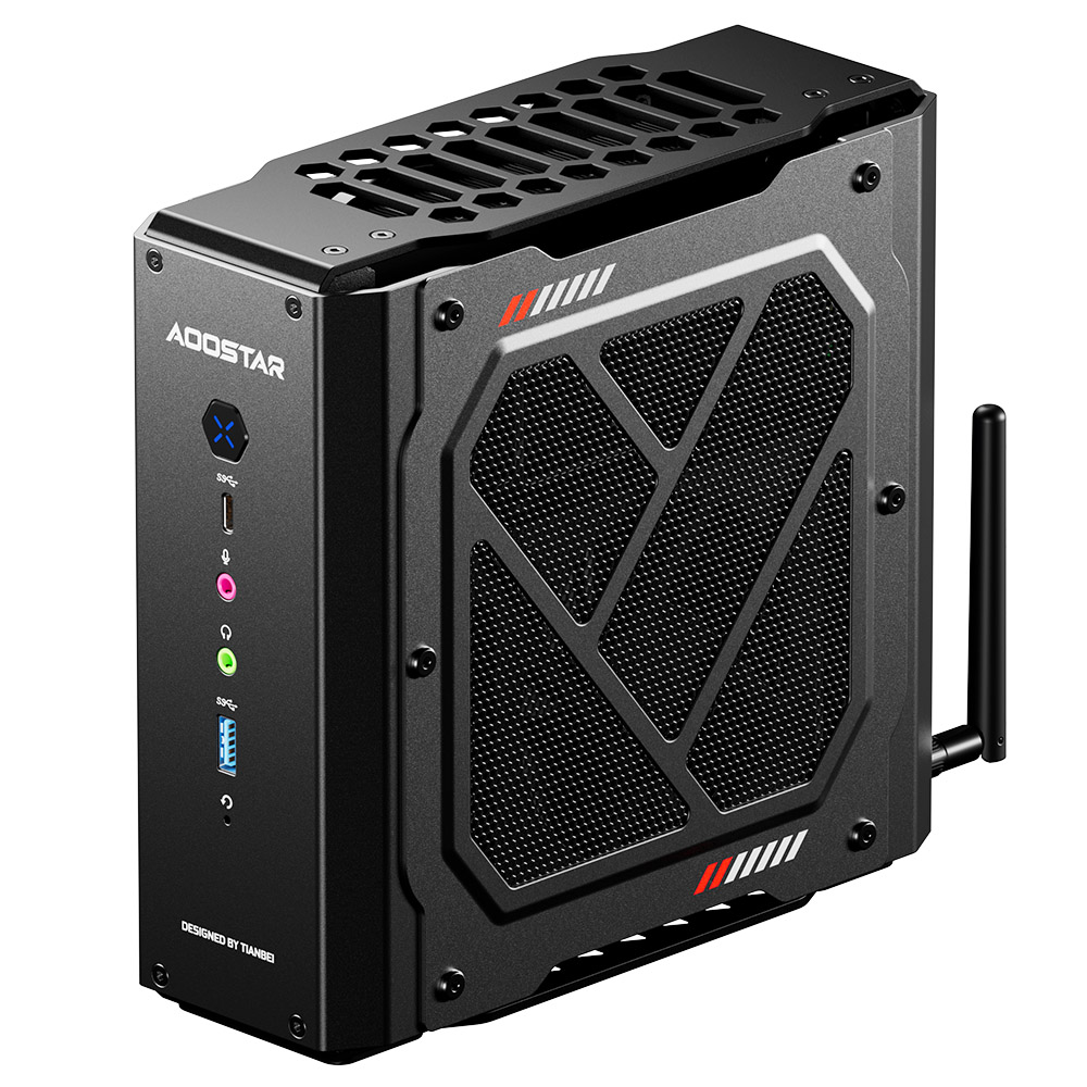 AOOSTAR GODX Gaming Mini PC with Discrete GPU, AMD Ryzen 9 6900HX CPU 8 Core 4.9GHz, AMD Radeon RX 6600LE GPU 8GB 128bit, 32GB RAM 1TB SSD, WiFi6, 2*2.5G LAN, 5*USB3.2, 1*USB4, 1*Type-C, 1*DP, 1*HDMI, 2*Headphone Jack, 2*Microphone Port - EU Plug