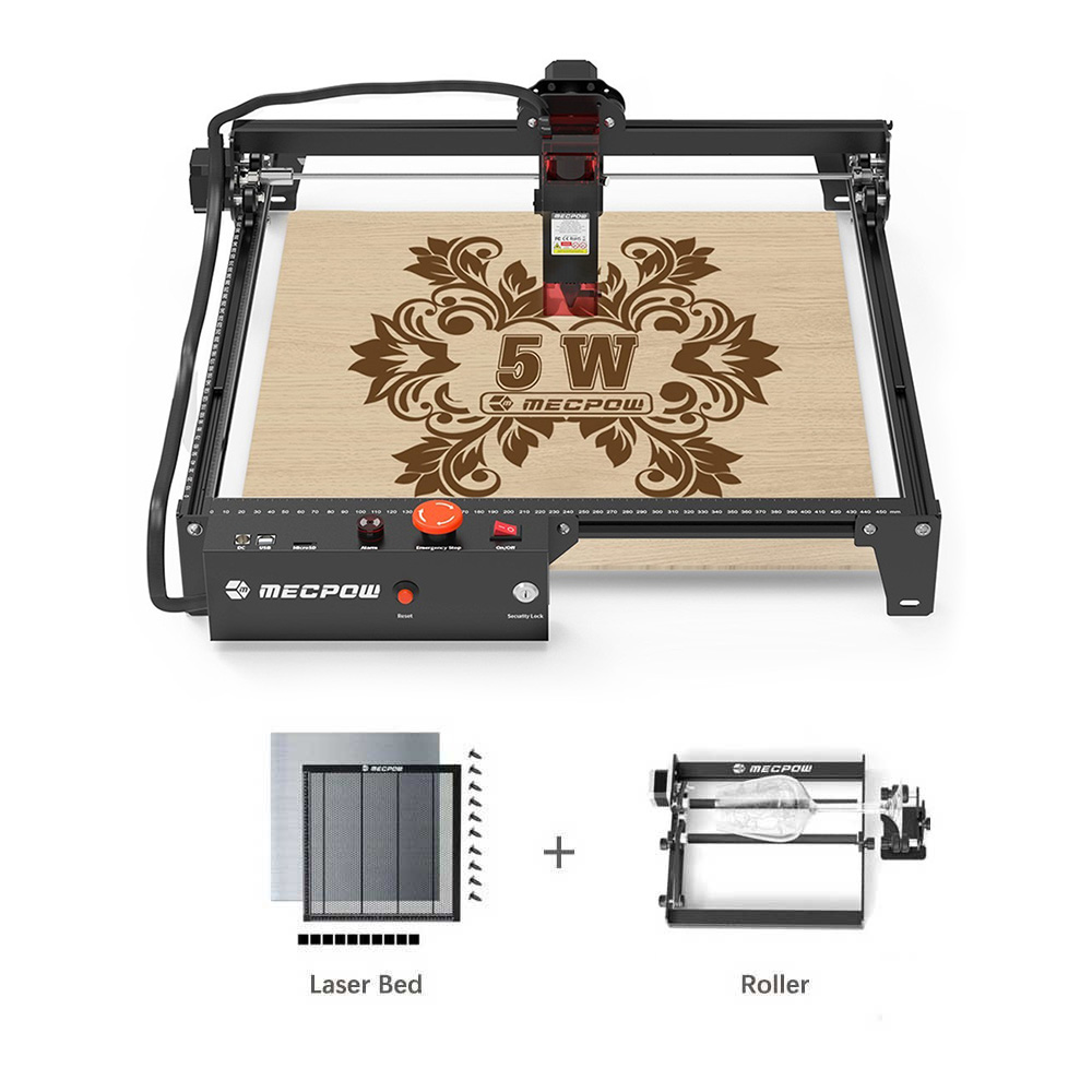 

Mecpow X3 5W Laser Engraver + G3 Pro Rotary Roller + H44 Laser Bed