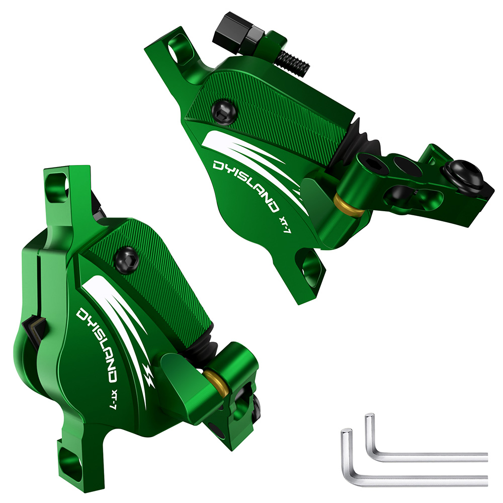 

DYISLAND XT-7 Hydraulic Disc Brakes Calipers, Cable Actuated Front & Rear Brake for MTB / Road Bike / Electric Bike - Green