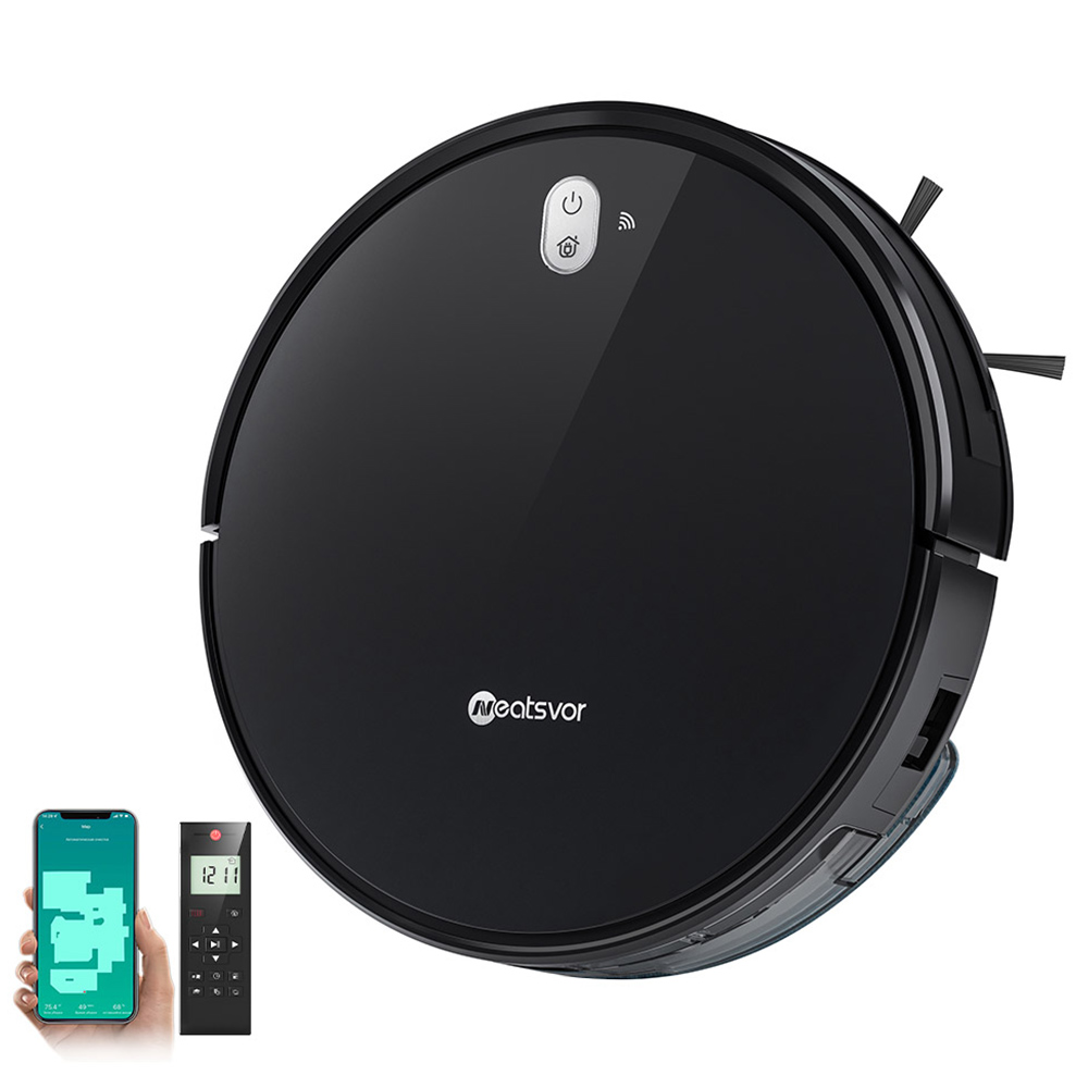 

Neatsvor X520 Robot Vacuum Cleaner and Mop, 6000Pa Suction, 5200mAh Battery, Wi-Fi/APP Control, 3-in-1 Cleaning, Intelligent Navigation 3.0, HEPA Filtration, and Voice Control for Carpets and Hard Floors, Black