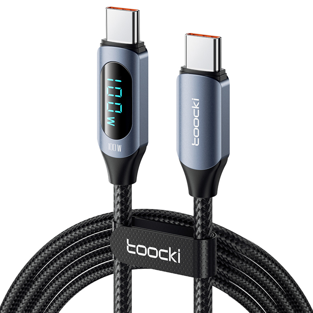 

Toocki TXCTT1-XY01 PD 100W Fast Charging Cable, 5A, Smart Digital Display, E-Marker Chip, 480Mbps Data Transfer, Braided Nylon, Blue - 1m