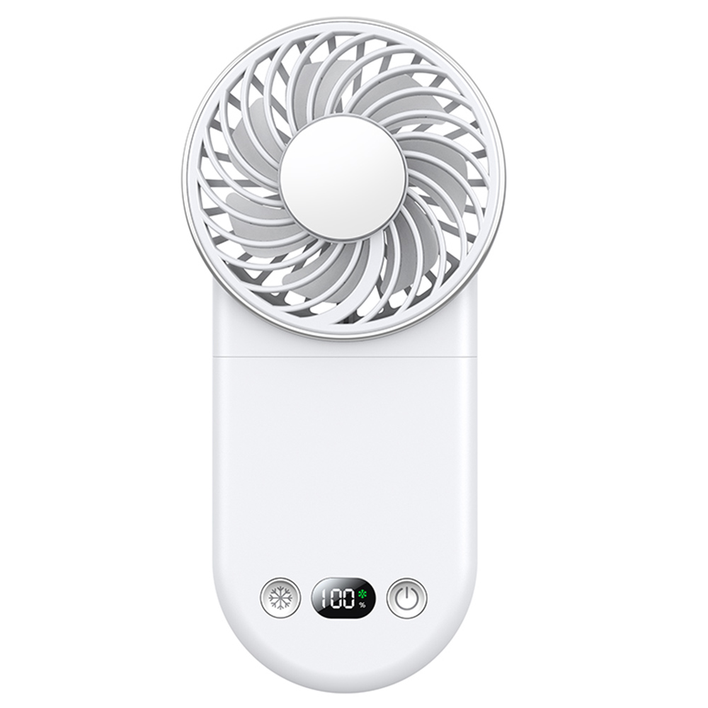 

WT20 Portable Handheld Fan, Cooling, 3 Speed Wind, Digital Display, 180° Adjustable, 2000mAh Battery, USB Rechargeable, Power Bank & Phone Stand, White