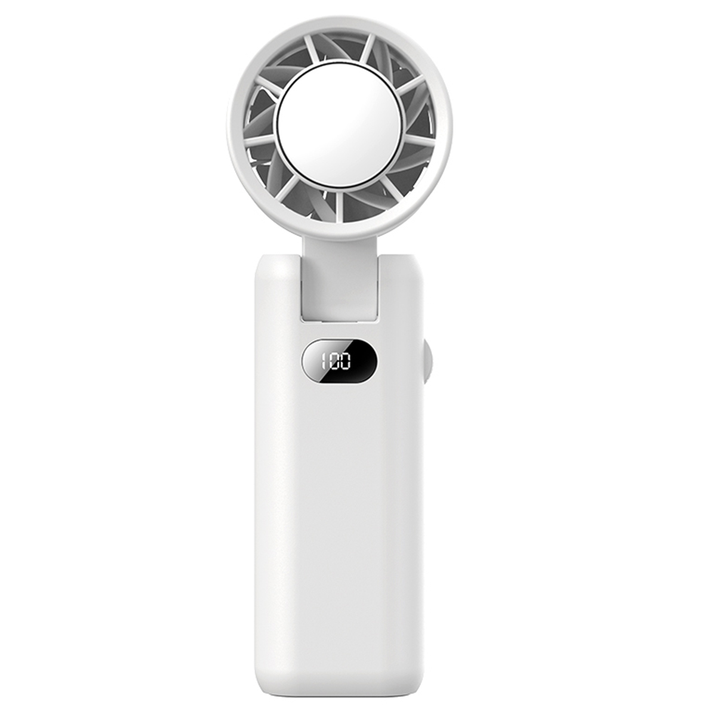 WT21 Portable Handheld Fan, Cooling, 3600mAh Battery, High-speed Motor, 180° Foldable, LED Digital Display, 100-level Speed Adjustment, White