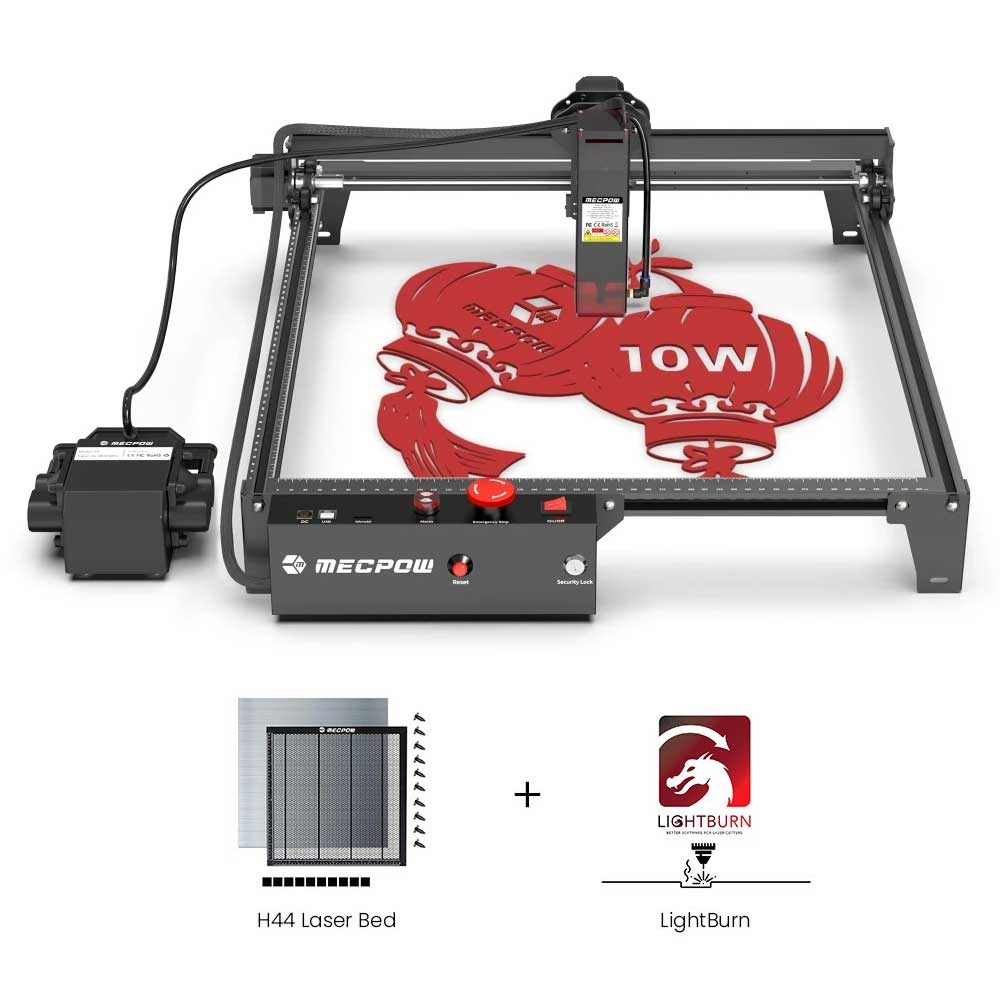 

Mecpow X3 Pro 10W Laser Engraver With Air Assist System + H44 Laser Bed + 1 Year LightBurn License