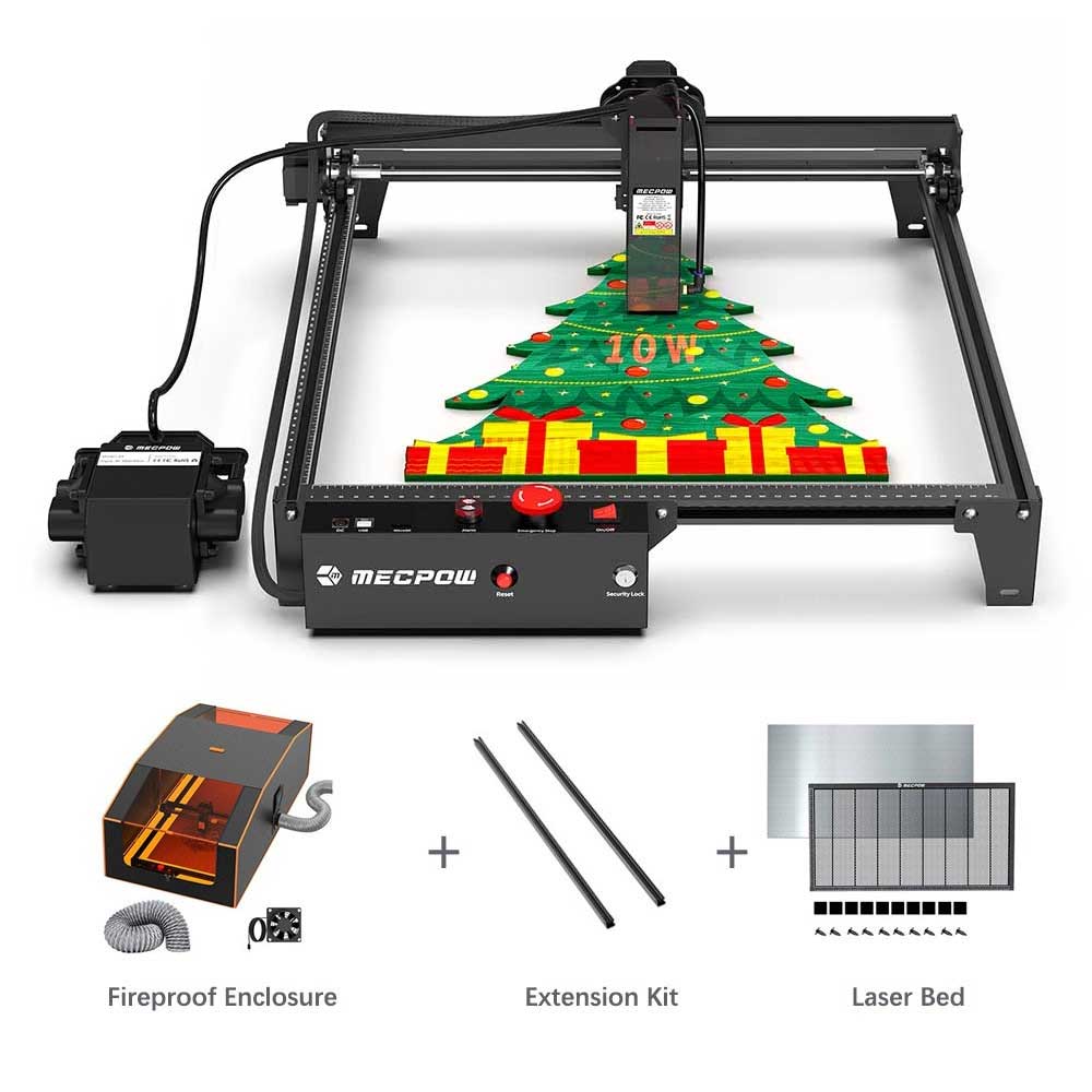 

Mecpow X3 Pro 10W Laser Engraver With Air Assist System + FC3 Enclosure + H48 Laser Bed + EX3 Extension Kit