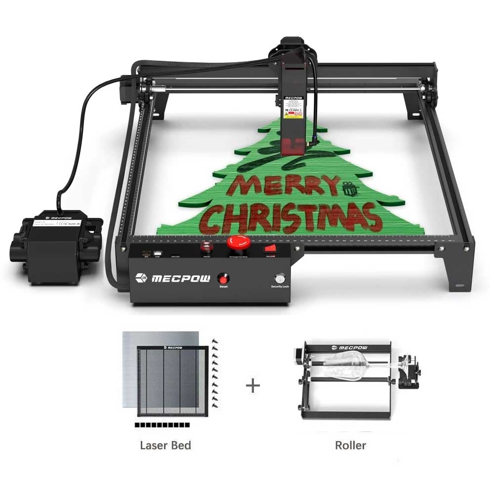 

Mecpow X3 Pro 10W Laser Engraver With Air Assist System + G3 Pro Rotary Roller + H44 Laser Bed