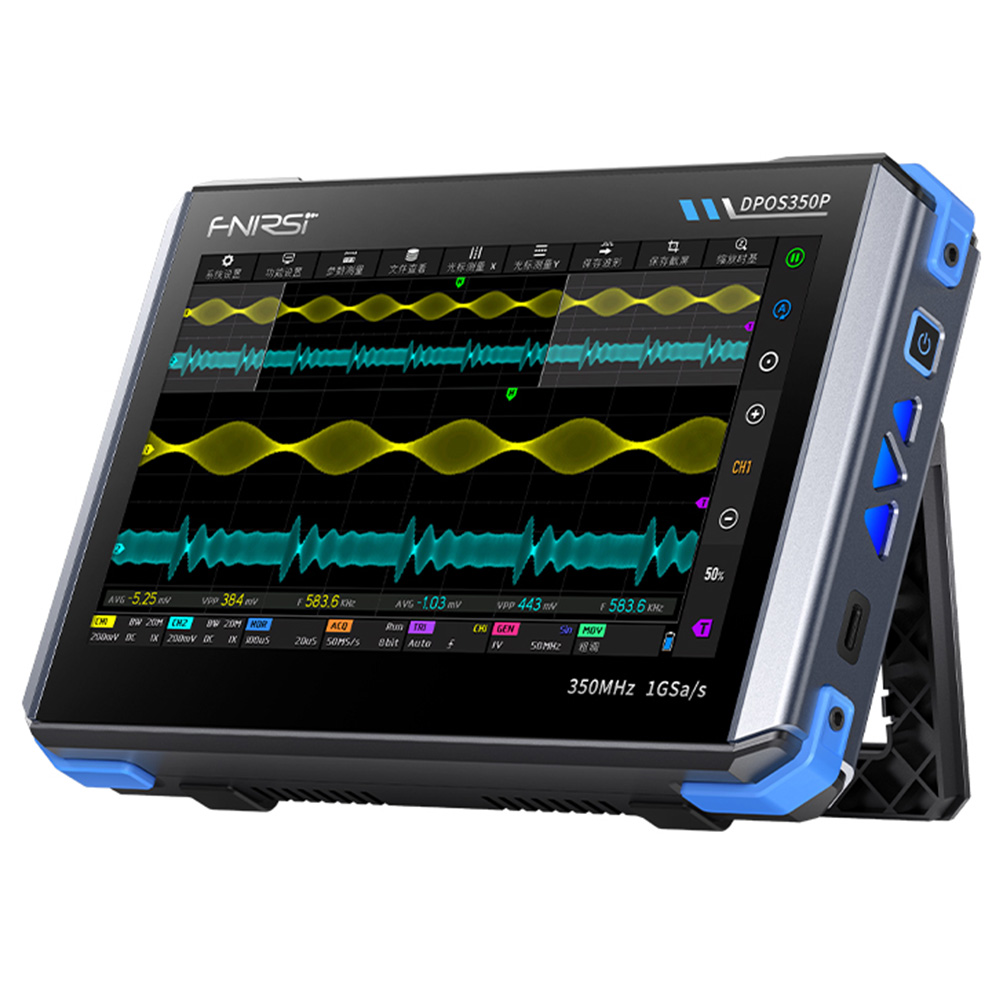 FNIRSI DPOS350P 4-in-1 Tablet Oscilloscope, 1GSPS Sampling, 50MHz Signal Generator, Spectrum Analyzer, 7inch Touchscreen, QC18W Fast Charging - EU Plug