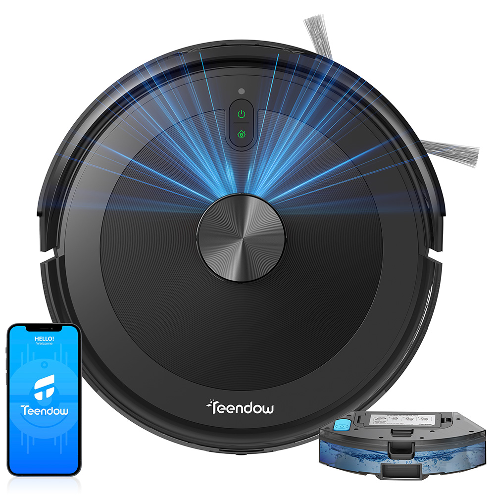 

Teendow D10S LDS Robot Vacuum Cleaner and Mop, 4500Pa Powerful Suction, Smart Mapping, Precision Navigation, Alexa & Google Assistant Compatible, Ideal for Pet Owners, Black