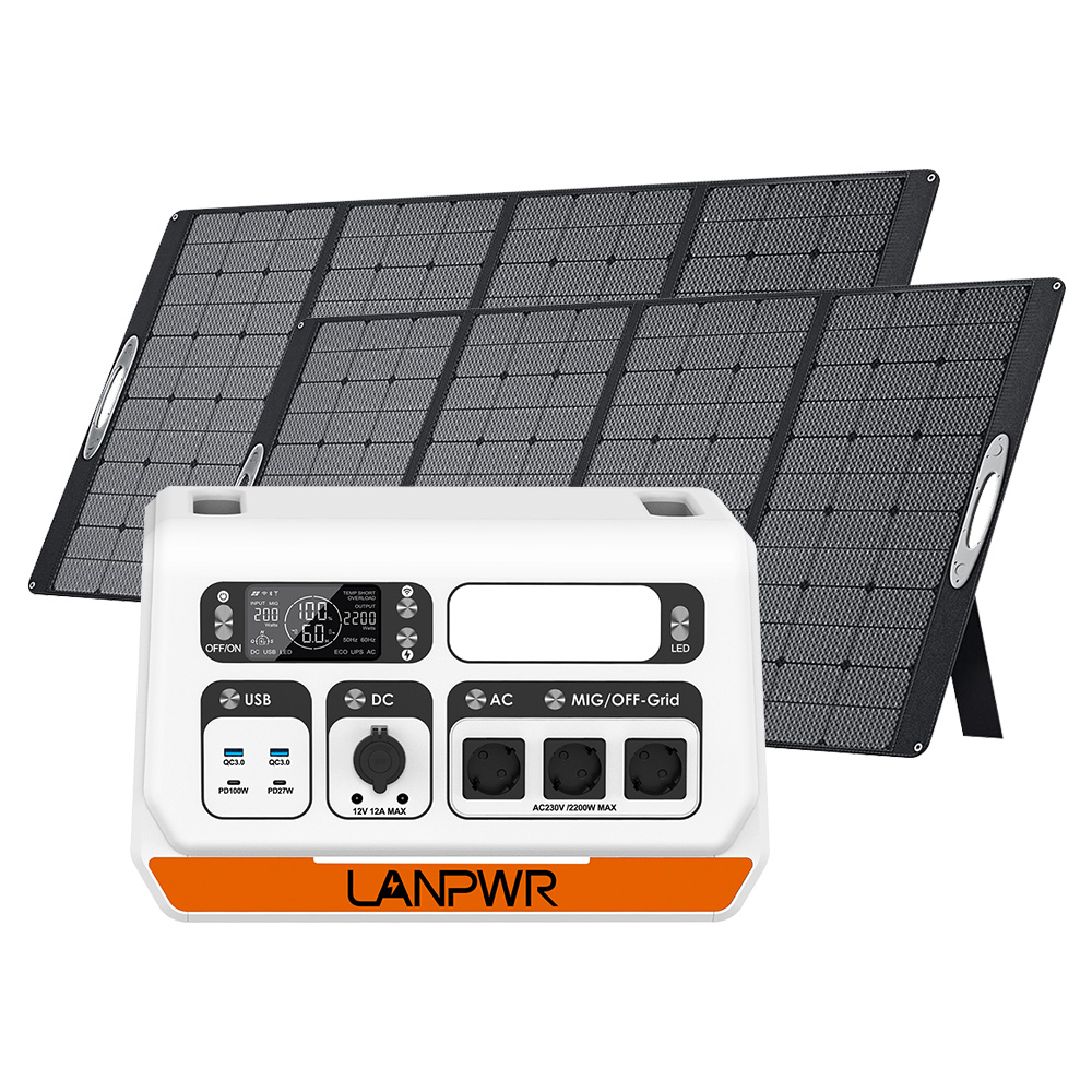 

LANPWR 2400 Pro Balcony Solar System 2040Wh + 2x PV400 Foldable Solar Panel 400W