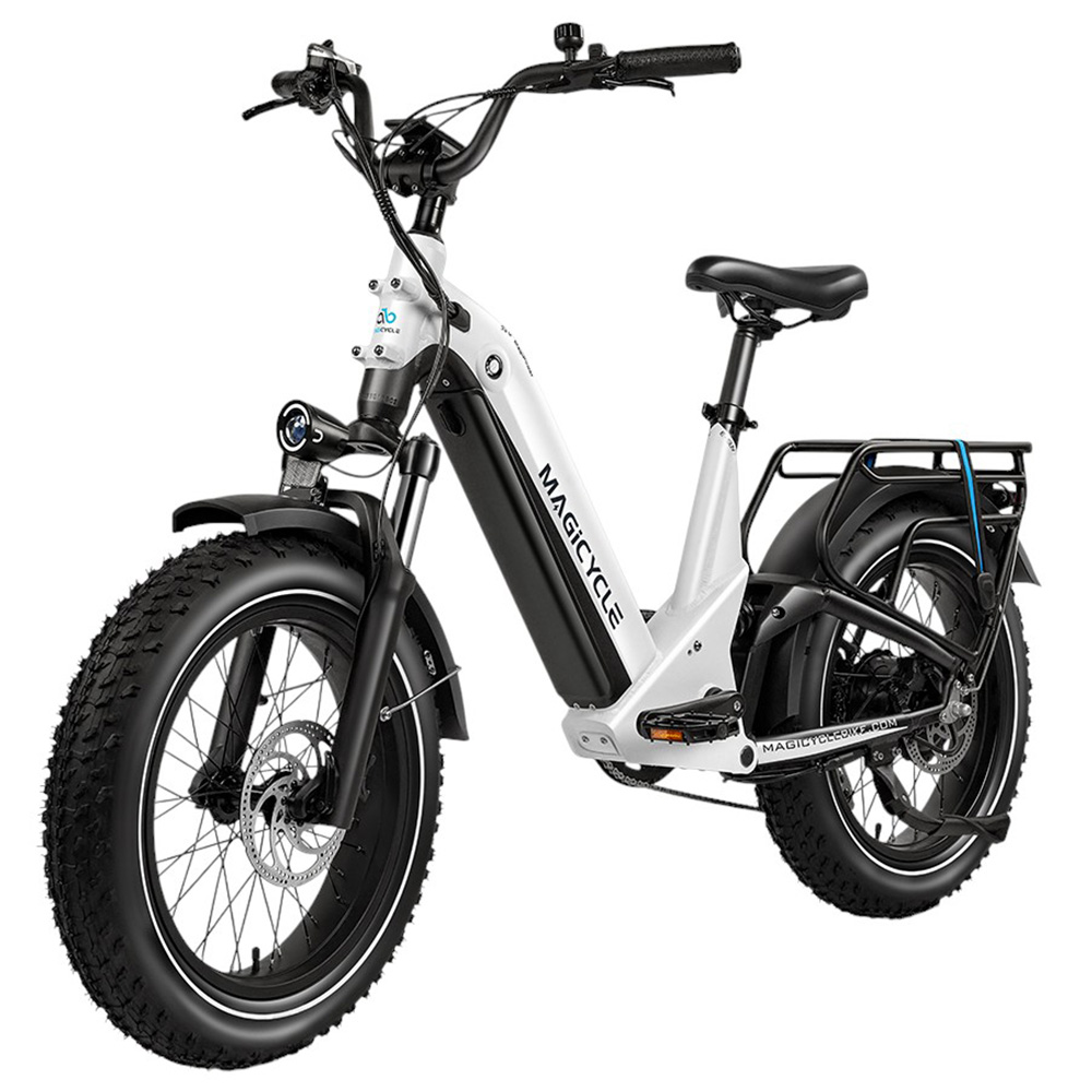 

Magicycle Deer 2.0 Step-thru Electric Bike, 1000W Motor, 52V 20Ah Battery, 20*4.0 inch Tires, 32mph Max Speed, 120 Miles Range, Hydraulic Disc Brakes, Torque Sensor, Full Suspension - White