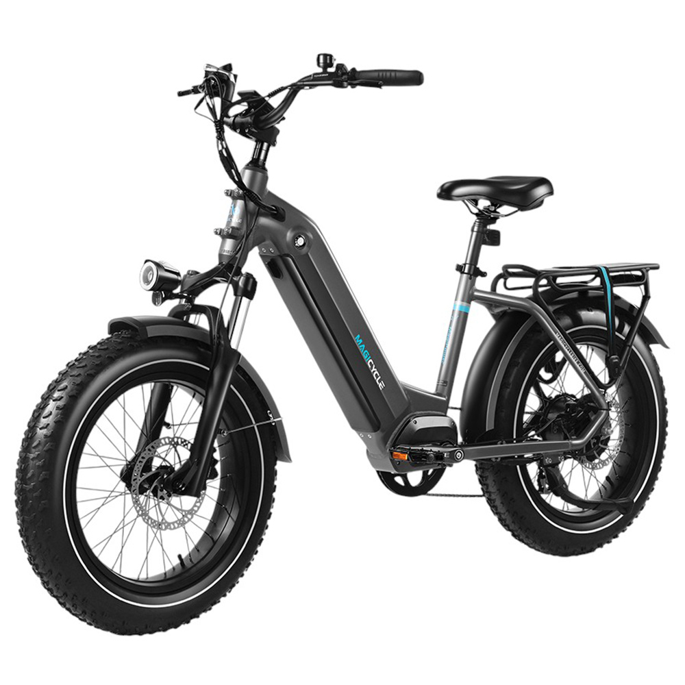 Magicycle Ocelot Pro 2.0 Electric Bike, 750W Motor, 52V 20Ah Battery, 20*4.0 inch Fat Tires, 28mph Max Speed, 100 Miles Range, Torque Sensor,  Hydraulic Disc Brakes, Hydraulic Lockout Suspension Fork, Shimano 7 speed - Grey
