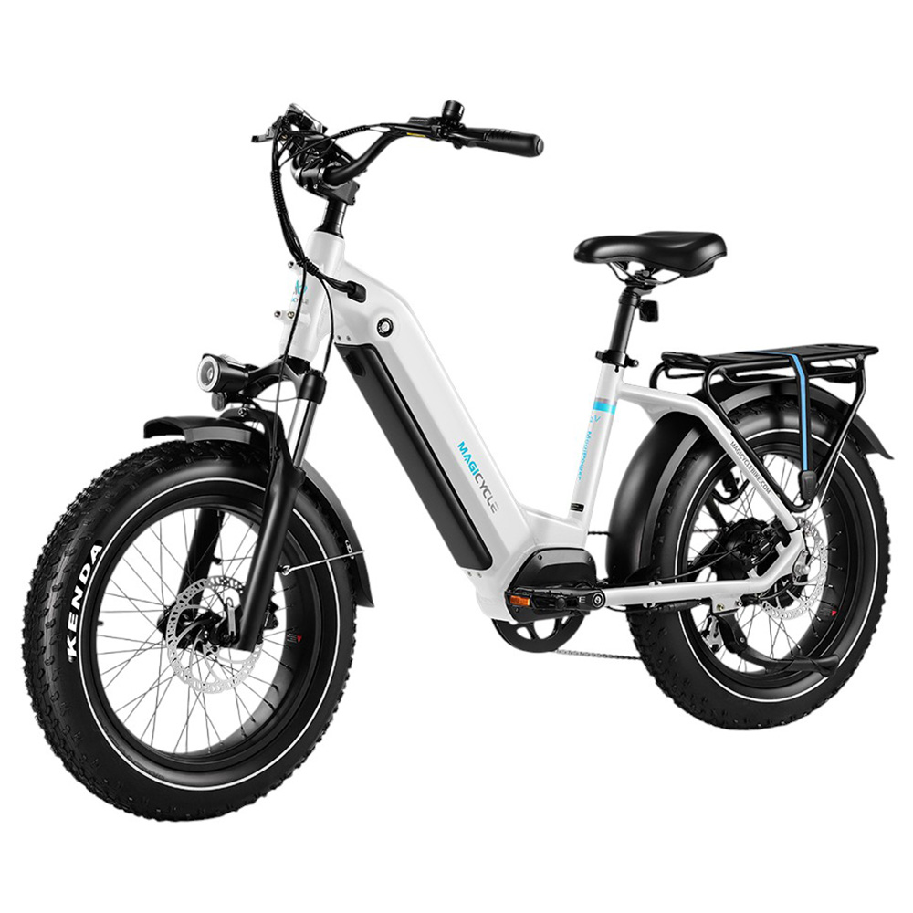 Magicycle Ocelot Pro 2.0 Electric Bike, 750W Motor, 52V 20Ah Battery, 20*4.0 inch Fat Tires, 28mph Max Speed, 100 Miles Range, Torque Sensor,  Hydraulic Disc Brakes, Hydraulic Lockout Suspension Fork, Shimano 7 speed - White