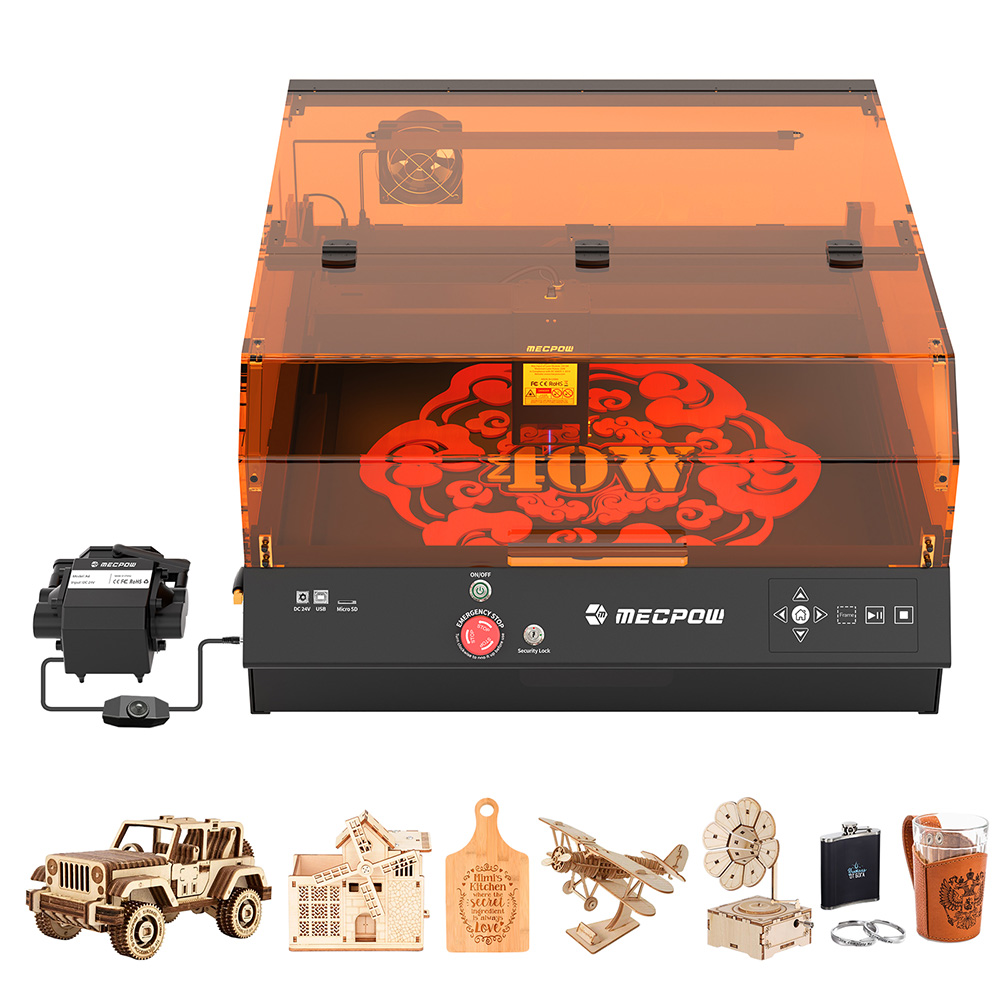 Mecpow X4 Pro 40W FDA Class 1 Laser Cutter, AI Camera, 30000mm/min, Cut 25mm Wood in 1 Pass / 30mm Acrylic in 2 Passes, 400*398mm