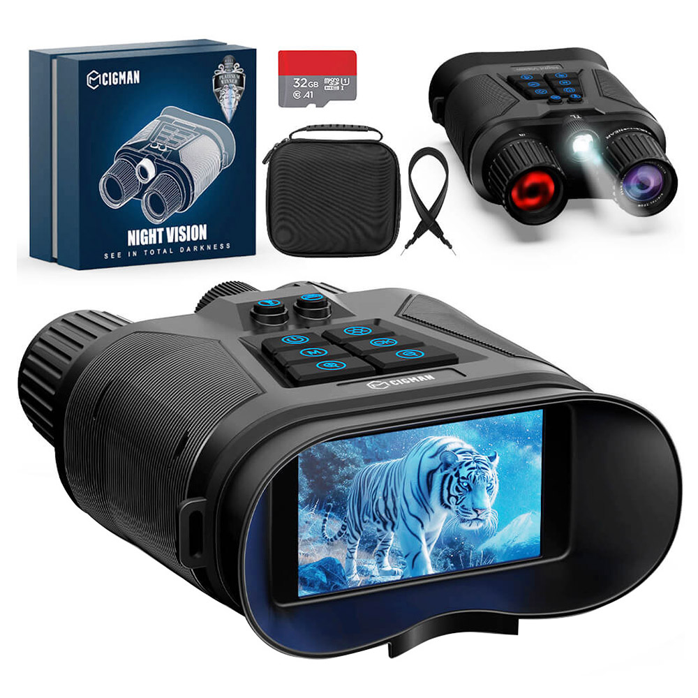 

CIGMAN CNV02 Night Vision Binoculars, 3 inch Screen, 5000mAh Battery, 3 Levels IR, 8X Digital Zoom