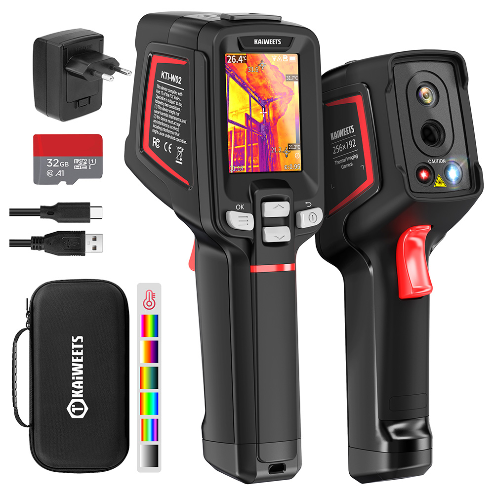 

KAIWEETS KTI-W02 PRO Thermal Imaging Camera, 256x192 IR Resolution, -20℃~550℃ Range, PIP/Visible Light/Fusion Modes, 16GB TF Card