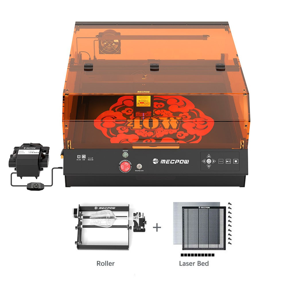 Mecpow X4 Pro 40W FDA Class 1 Laser + Rotary Roller + Laser Bed