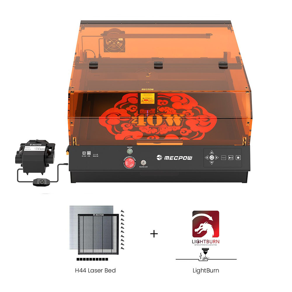 Mecpow X4 Pro 40W FDA Class 1 Laser + Laser Bed + 1 Year LightBurn License
