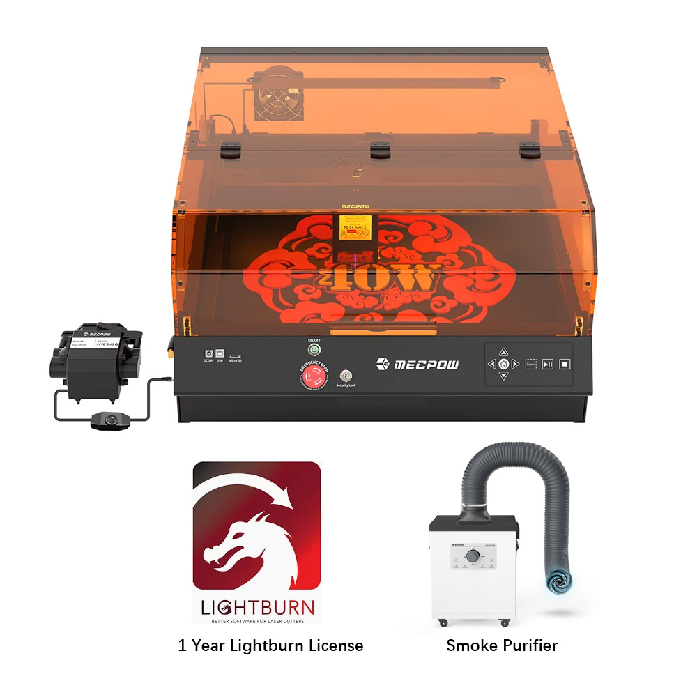 Mecpow X4 Pro 40W FDA Class 1 Laser + 150W Smoke Purifier + 1 Year LightBurn License