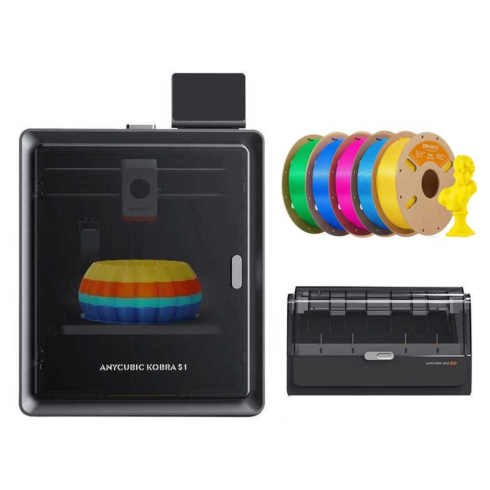 

Anycubic Kobra S1 Combo + 5kg Eryone High Speed PLA+ Filament - 1kg Azure + 1kg Magenta + 1kg Yellow + 1kg Green + 1kg Blue