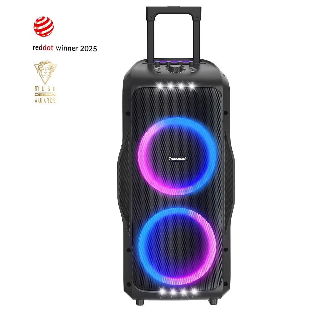 Tronsmart Halo 300 Party Speaker w/ XLR, Guitar & Mic Inputs + 240W Punch, Beat-Sync LEDs, 20H Battery Life