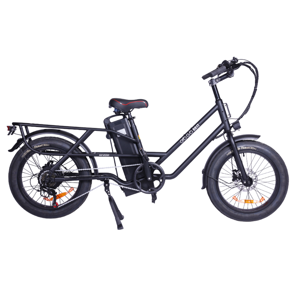GOGOBEST GF200 Electric Bike, 500W Motor, 48V 15.6Ah Battery, 20*3.0 inch Tires, 45km/h Max Speed, 80km Max Range, Mechanical Disc Brakes, Shimano 7-speed, LCD Display - Black