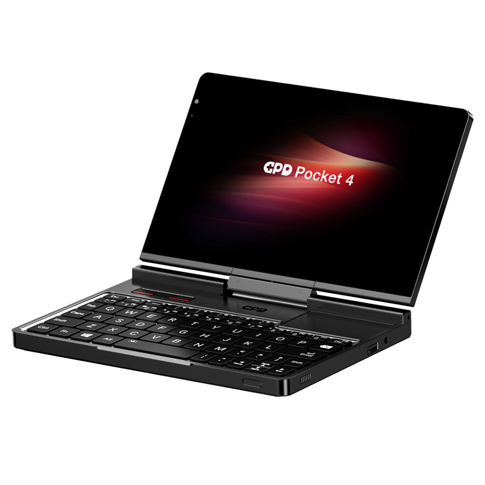 GPD Pocket 4 Handheld Laptop, 8.8'' 2560*1600 Touchscreen, 144Hz Refresh Rate, AMD Ryzen AI 9 HX 370 12 Cores Max 5.1GHz, 64GB RAM 2TB SSD, WiFi6E Bluetooth5.3, 1*USB4, 1*HDMI, 1*Full-Featured USB-C, 1*USB3.2, 1*USB2.0, 1*microSD, 1*RJ45 - EU Plug