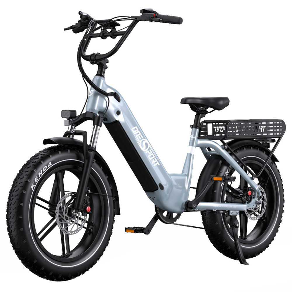 ONESPORT OT08 Electric Bike, 500W Motor, 48V 18Ah Battery, 20*4.0 inch Tires, 25km/h Max Speed, 90km Max Range, Hydraulic Disc Brakes, Suspension Fork, Shimano 7-speed - Grey