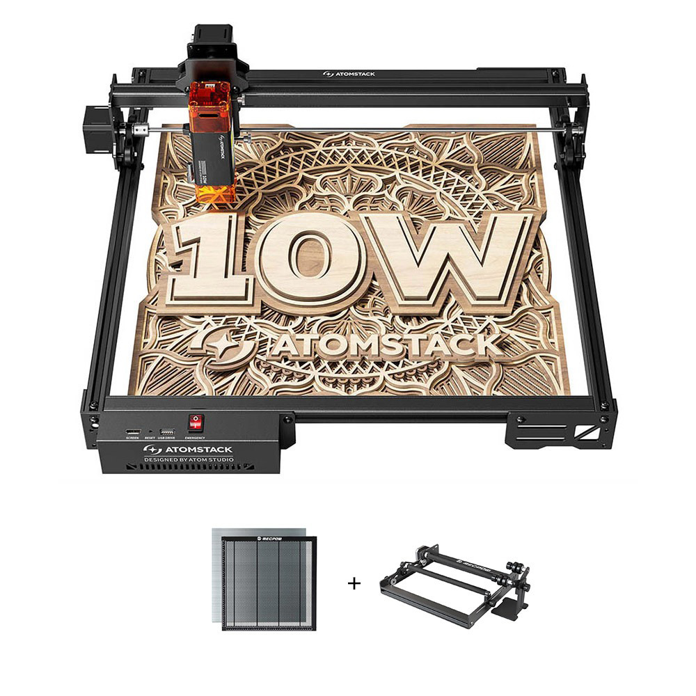 

ATOMSTACK A10 Pro V2 10W Laser Engraver + Mecpow H44 Laser Bed + G3 Pro Rotary Roller