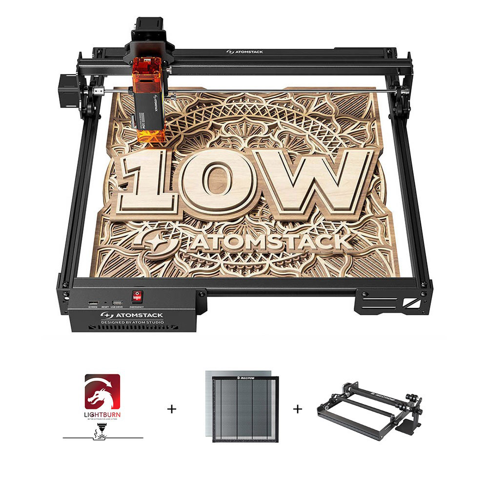 

ATOMSTACK A10 Pro V2 10W Laser Engraver + Mecpow H44 Laser Bed + G3 Pro Rotary Roller + 1 Year LightBurn License