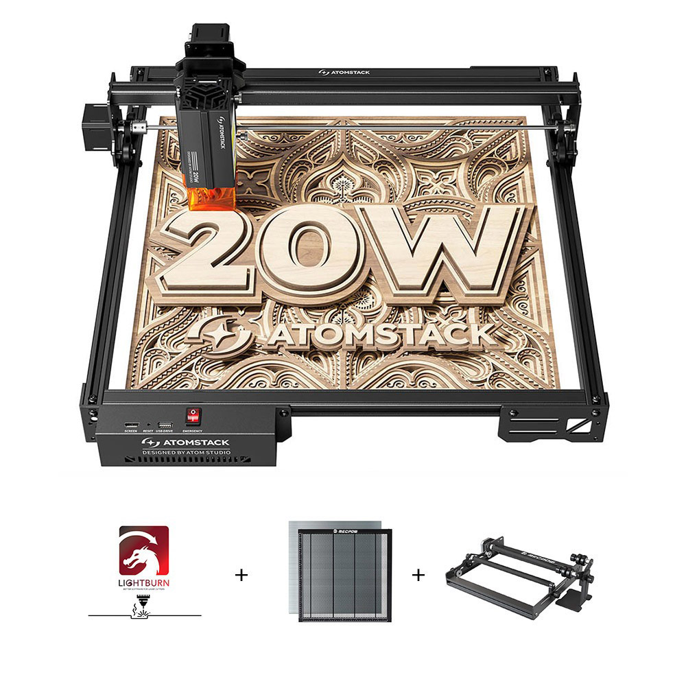 

ATOMSTACK A20 Pro V2 20W Laser Engraver + Laser Bed + Rotary Roller + 1 Year LightBurn License