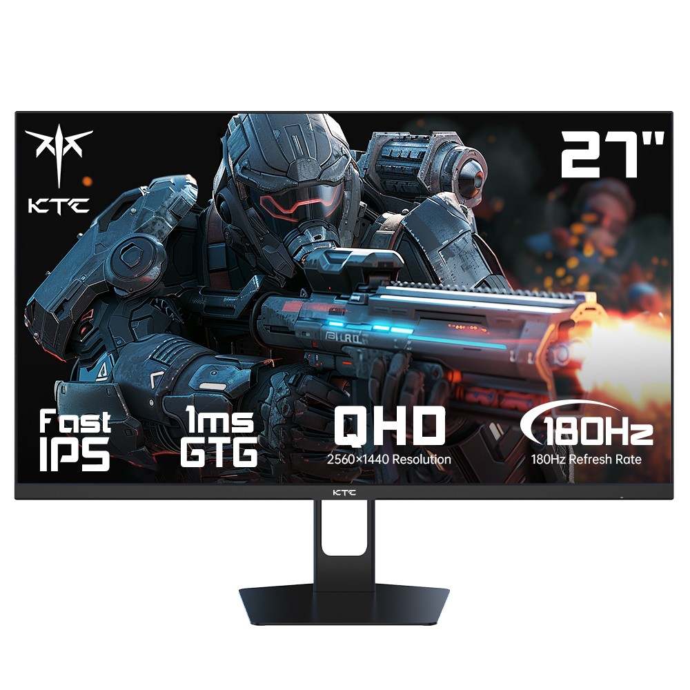 

KTC H27T22C Gaming Monitor, 27 inch 2560*1440 16:9 FAST IPS Screen, 180Hz Refresh Rate, 1ms GTG Response Time, AMD FreeSync & Nvidia G-Sync, 124% sRGB, OD Dynamic Acceleration, Low Blue Light & Flicker-free