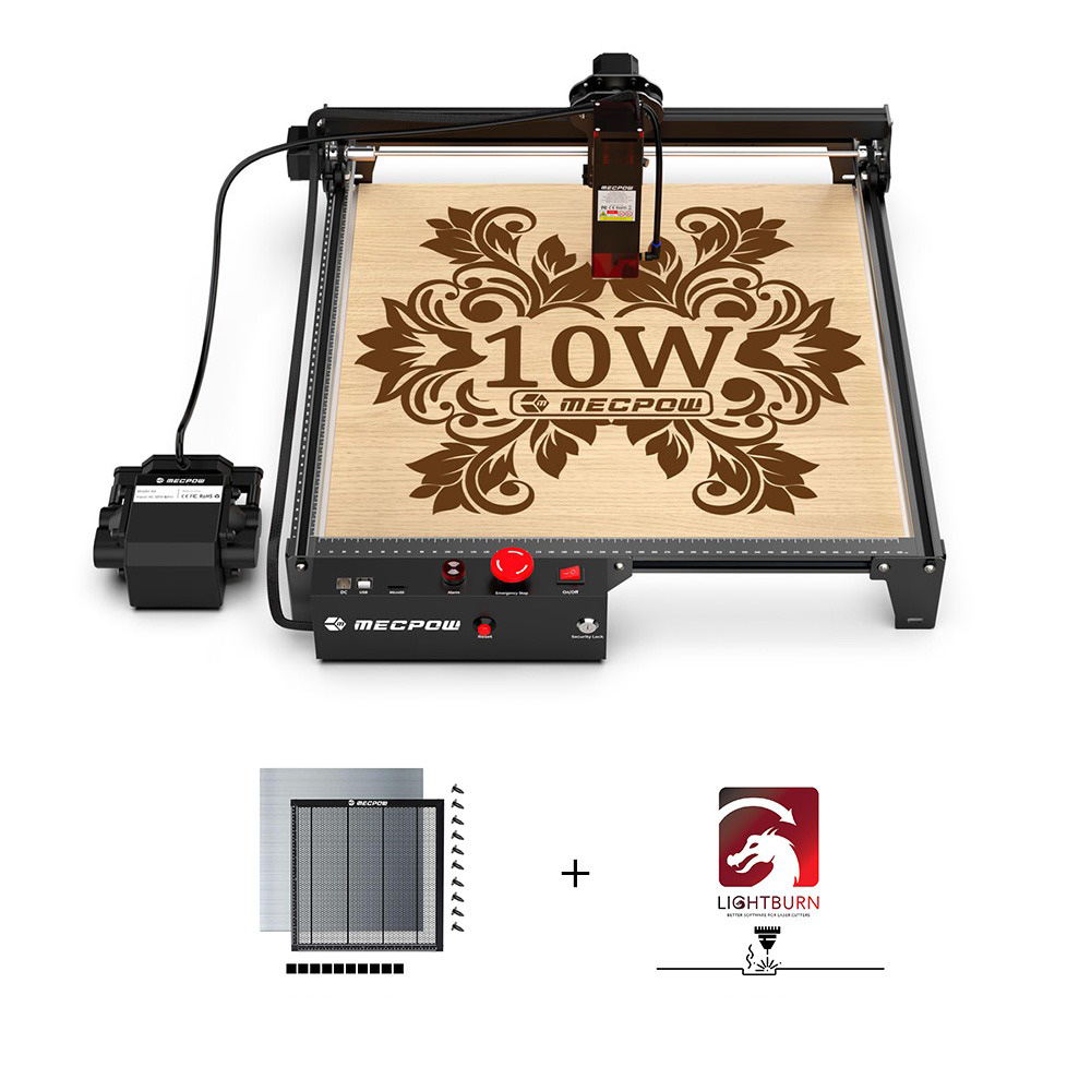 

Mecpow X3 Pro 10W Laser Engraver With Air Assist System + H44 Laser Bed + 1 Year LightBurn License
