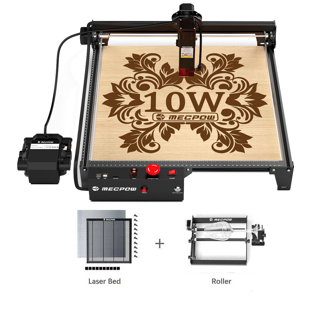 

Mecpow X3 Pro 10W Laser Engraver With Air Assist System + G3 Pro Rotary Roller + H44 Laser Bed