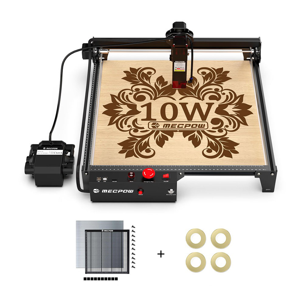 

Mecpow X3 Pro 10W Laser Engraver With Air Assist System + H44 Laser Bed + 4pcs Lens