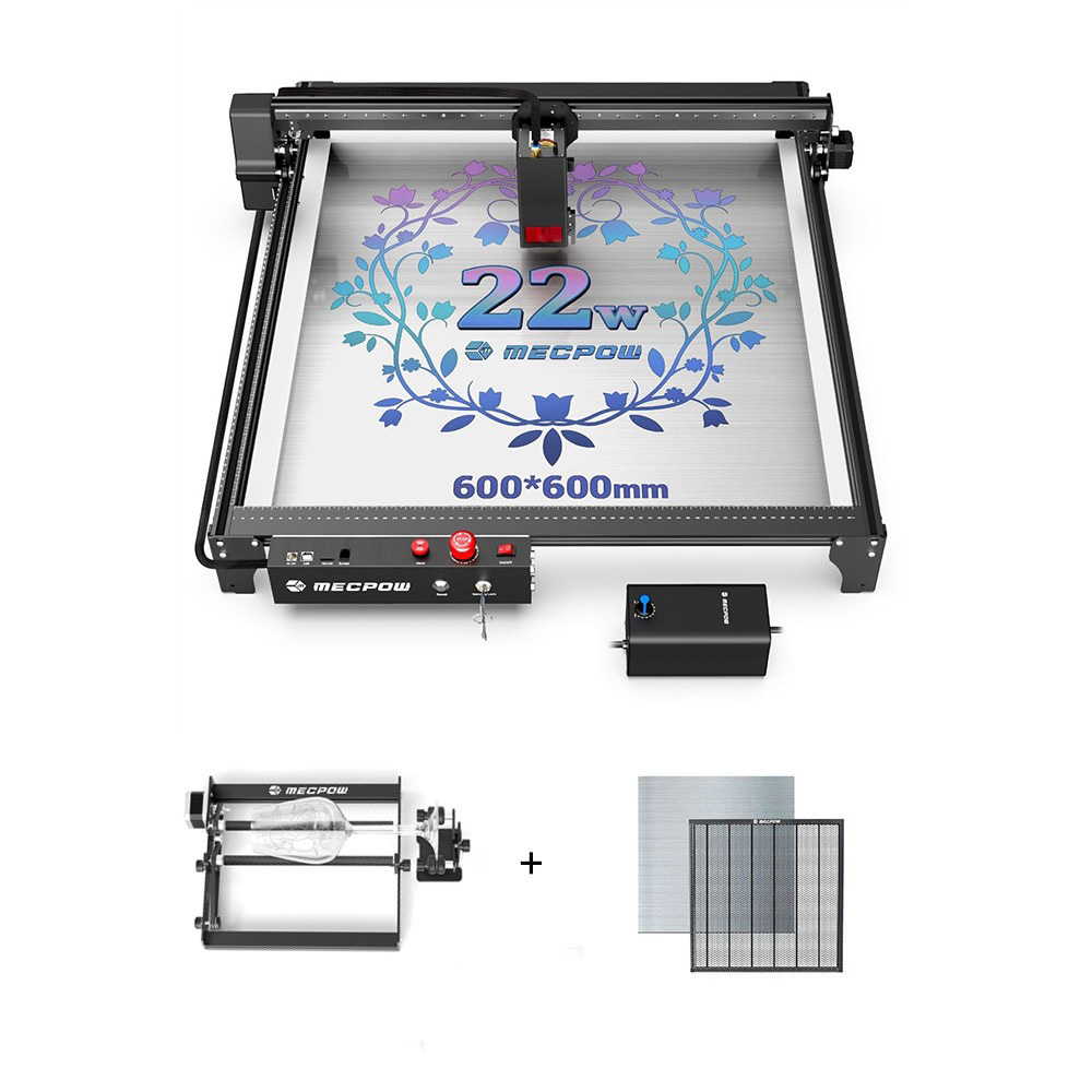 

Mecpow X5 22W Laser + Rotary Roller + Laser Bed