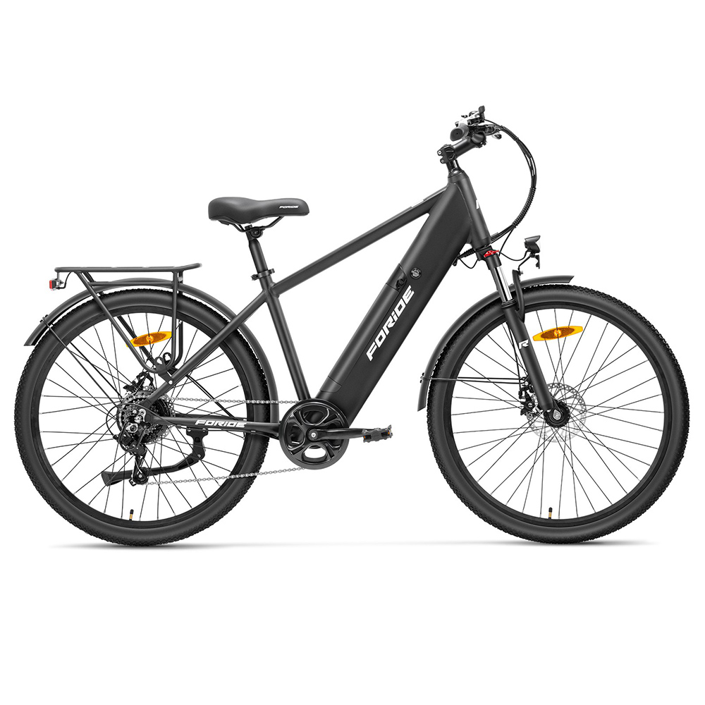 

Foride Roamer 1 Step-over Electric Bike, 250W Motor, 36V 13Ah Battery, 27.5 inch Tires, 25km/h Max Speed, 100km Max Range, Disc Brake, Suspension with Lockout, Shimano 7-speed, Black